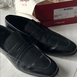 Salvatore Ferragamo Black Leather Penny Loafers - Rocco size 13 EE